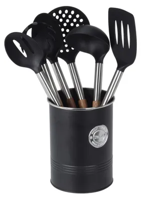 Produktbild von Markenlos Küchenutensilien-Set 6-teilig mit Metallständer