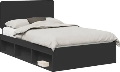 Zdjęcie produktu dla vidaXL Rama łóżka czarna 120 x 190 cm lite drewno sosnowe