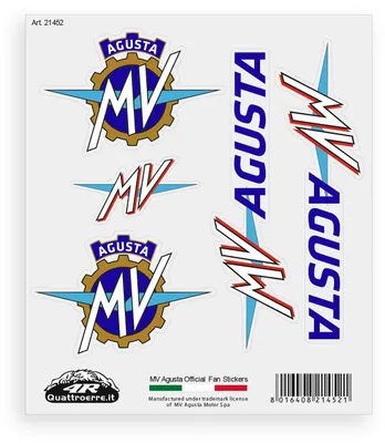 Immagine prodotto di Adesivi per Moto MV Agusta – Set 5 Sticker Presagomati, Resistenti ad Acqua e Raggi UV, Italy, Licenza Ufficiale, Foglio 160 x 135 mm
