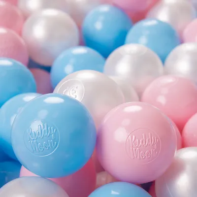 Produktbild von KiddyMoon 1200 ∅ 6cm kinder bälle für bällebad spielbälle baby plastikbälle  eu, baby blau/puderrosa/perle
