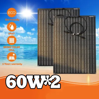 Obrázok produktu pre Solárne panely - Monokryštalické solárne panely - Prenosné solárne panely - Flexibilné - 60W - 18V - Solárna článok