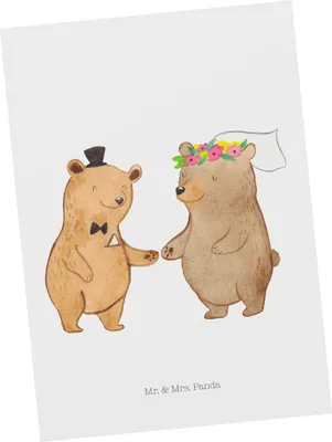 Produktbild von Mr. & Mrs. Panda Postkarte Bären Heirat - Weiß - Geschenk, Hochzeit, Hochzeitstag, Ansichtskarten, Postkarten, Ansichtskarte, Hochzeitskarte, Trauung, einzelkarte, Zur