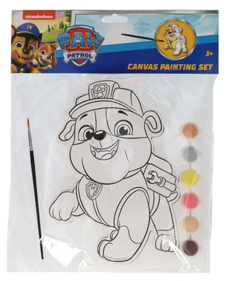 Image de Peinture sur toile PAW Patrol - Rubble - avec pinceau et 6 couleurs de peinture