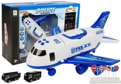 Produktbild von Faltbares Polizeiflugzeug mit Autos im Maßstab 1:64 mit Licht und Sound