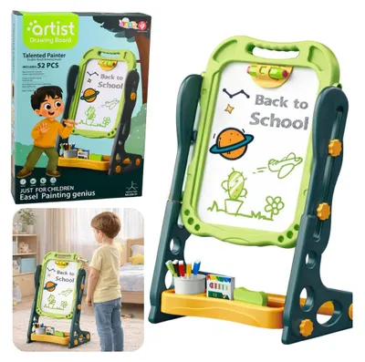 Obrázok produktu pre Obojstranná magnetická tabuľa na kriedu, zmyvateľná na sucho