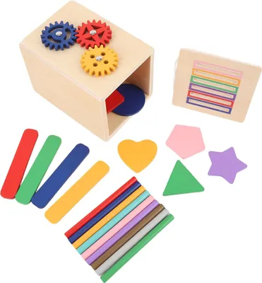 Immagine prodotto di Selezionatore di forme in legno, giocattolo per l'apprendimento precoce, cubo educativo con colori coordinati per bambini piccoli
