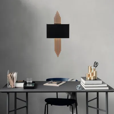 Immagine prodotto di Opviq, 613, 35 x 10 x 2, lampada da parete, nero, rame, corpo in metallo