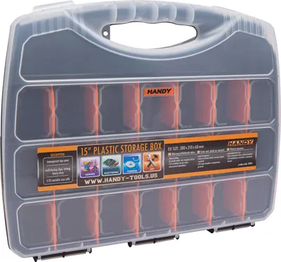 Immagine prodotto di Contenitore con scomparti - Organizzatore in plastica 38 x 31 cm - Contenitore trasparente per viti, parti e hobby - 1 pezzo [10965].