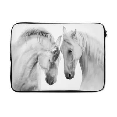 Produktbild von MuchoWow® Laptop Hülle 14 ZollPferd - Tiere - Porträt - Weiß Laptoptasche - Laptoptasche - Stoßsicher - Schutzhaube