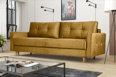 Produktbild von Kaiser Möbel Modernes Sofa Floro - 3-Sitzer mit Schlaffunktion Senffarbe