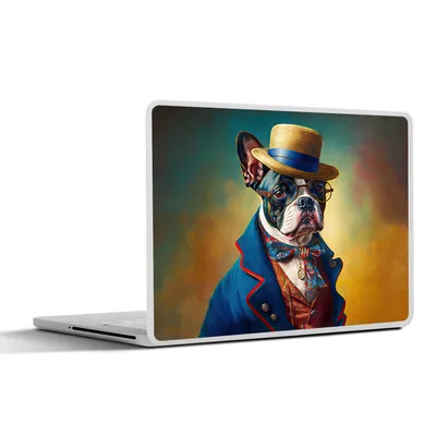 Produktbild von MuchoWow® Laptop Aufkleber Sticker Cover Hund - Kleidung - Accessoires - Farbe - Porträt 31x22.5 cm - Laptop-Deko