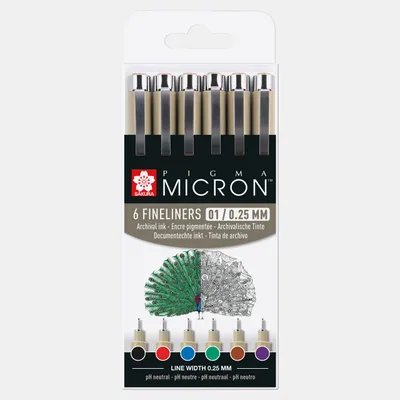 Immagine prodotto di Sakura Pigma Micron 01 penne tecniche 0,25 mm set da 6 colori