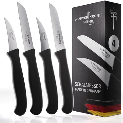 Produktbild von Schwertkrone Solingen 4er-Set Gemüsemesser, Allzweckmesser, spülmaschinengeeignet, gerade und gebogen, rostfrei - Germany