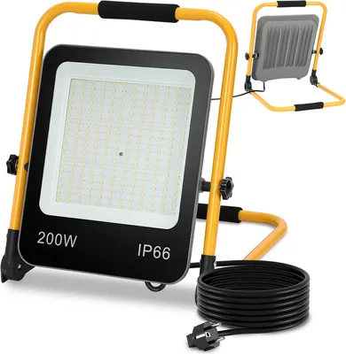 Immagine prodotto di TolleTour Faretto da cantiere a LED 200W 16000LM Luce da lavoro bianco freddo Proiettore a LED Proiettore con treppiede