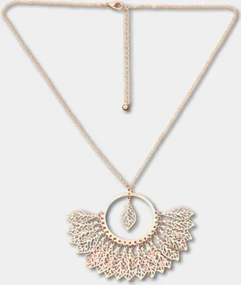 Produktbild von Steuer Modeschmuck Anhänger mit Kette Blättchenanhänger an Kette goldfarben