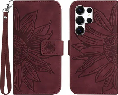 Produktbild von Samsung Galaxy S26 Ultra Hülle - Coverup Sonnenblume Klapphülle mit Schlüsselband - Bordeaux