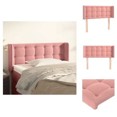 Produktbild von vidaXL Kopfteil mit Ohren Rosa 93x16x78/88 cm Samt -  Kopf- & Fußenden
