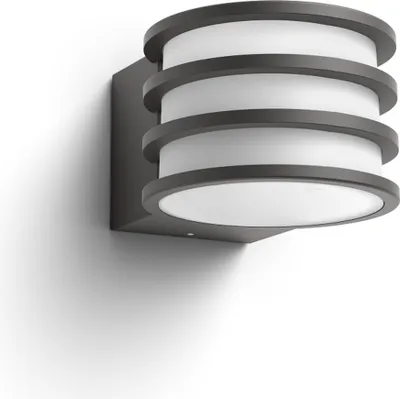 Produktbild von Philips Hue White Lucca Outdoor Wandleuchte anthrazit, Intelligente Wandleuchte, Bluetooth/Zigbee, Anthrazit, LED, Aluminium, E27