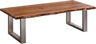 Image de MASSIVMOEBEL24 | Table basse 150x70 Acacia laqué Noisette FREEFORM #12