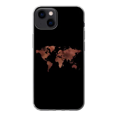 Produktbild von MuchoWow® Handyhülle Schutzhülle Hülle für iPhone 13 Weltkarte - Leder - Schwarz Silikon Softcase Handy Hülle - Karteninhaber
