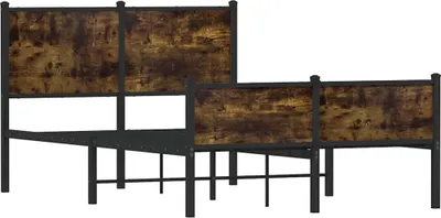 Produktbild von vidaXL Metallbett ohne Matratze Räuchereiche 120x200 cm