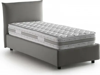 Produktbild von Einzelbett Dbut, Containerbett mit Stoffbespannung, 100%  Italy, Frontöffnung, inklusive Matratze 80x190 cm, Grau