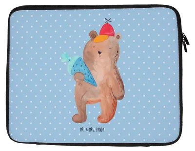 Produktbild von Mr. & Mrs. Panda Laptop Tasche Bär Schultüte 33 x 42 cm - Blau Pastell - Geschenk, Erster Schultag, Schulanfang, Laptophülle, Teddy, Schulbeginn, Hülle, Grundschule, Case