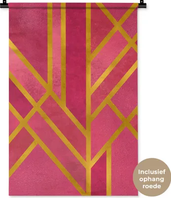 Produktbild von MuchoWow® Wandteppich Wandbehang Gold - Rosa - Luxus 60x90 cm Tapisserie Dekoration Wandtuch - Foto-Teppich - Abwaschbar