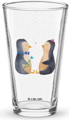 Produktbild von Mr. & Mrs. Panda Pintglas Pinguin Pärchen - Transparent - Geschenk, Pinguine, Bierglas, Hochzeitstag, Wasserglas, Liebespaar, Hochzeitsgeschenk, Cocktailglas, Hochzeit