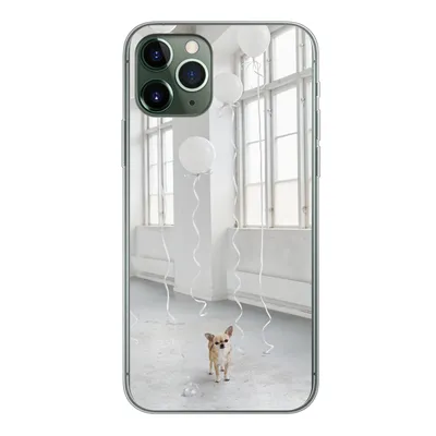 Produktbild von MuchoWow® Handyhülle Schutzhülle Hülle für iPhone 11 Pro Hund - Weiß - Luftballon Silikon Softcase Handy Hülle - Handy