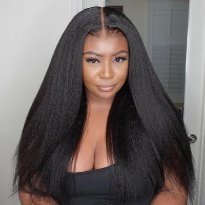 Produktbild von 50cm Echthaar Perücke mit 4x4 HD Lace Front für Einfachen Tragekomfort
