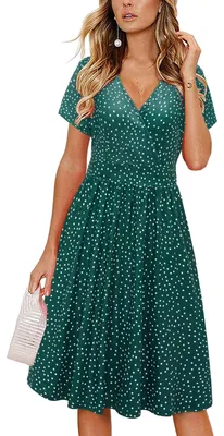 Imagen del producto de Vestido de verano con mangas cortas, cuello en V y estampado floral, con bolsillos