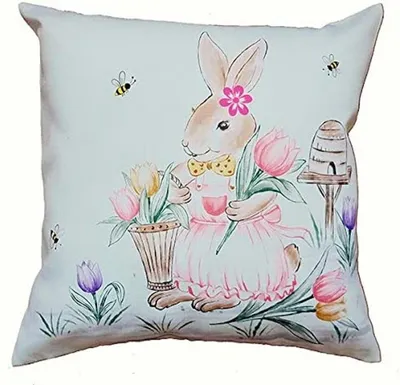 Produktbild von Kissenhülle Druckmotiv Osterhasen Frühjahr Ostern Dekoration 40 x 40 cm Kissenhülle