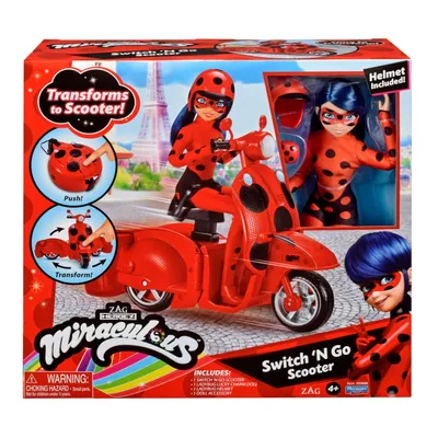 Immagine prodotto di Miraculous: Ladybird e il gatto nero, set di monopattini Lucky Charms, monopattino pieghevole + bambola Ladybird Doll