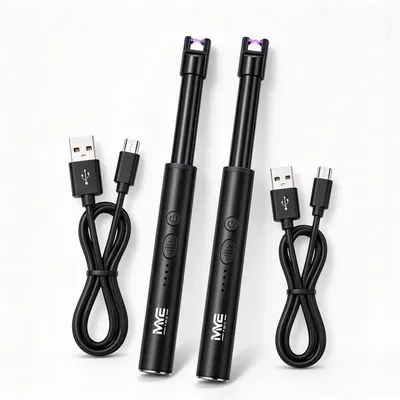 Produktbild von 2er-Set elektrische Lichtbogenfeuerzeuge - USB-aufladbar - Windfest - Flammenlos - Tragbar - Mit dreifachem Sicherheitsschutz