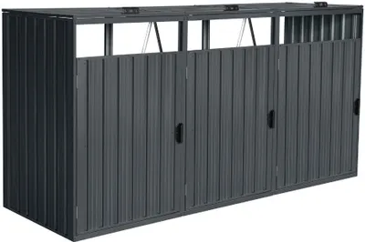 Produktbild von HOME DELUXE - Mülltonnenbox CUBO - Platz für 3 x 240 Liter Mülltonnen, Farbe: Anthrazit, Witterungsbeständig inklusive Schloss und Schlüssel I Mülltonnenbox Gartenbox