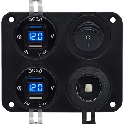 Produktbild von ProRide 12V USB KFZ-Ladegerät 4x 5V/2,4A mit Schalter & 12V-Buchse