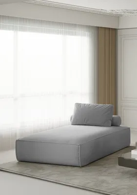 Produktbild von Chaiselongue Sezlong Liege CELES in Stoff Opera Velvet Hellgrau