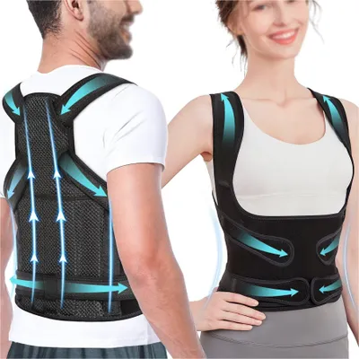 Produktbild von Gerader Rücken Geradehalter,Rückenstützgürtel Haltungskorrektur Damen Herren,Rundrücken Korrektur Bietet Form für Nacken Schultern Zurück,Schwarz M