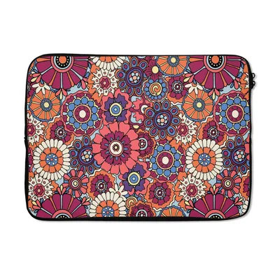 Produktbild von MuchoWow® Laptop Hülle 14 ZollVintage - Muster - Blumen - Pflanzen Laptoptasche - Laptoptasche - Stoßsicher - Schutzhaube