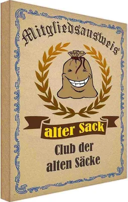 Produktbild von vianmo Holzschild 30x20 cm Mitgliedsausweis alter Sack Club Dekoration