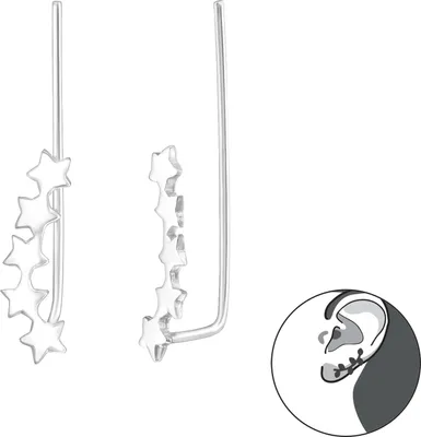 Produktbild von 1 Paar Sternenansammlung-Ear Climber 925 Sterling Silber Ohrstecker Ohrklemme