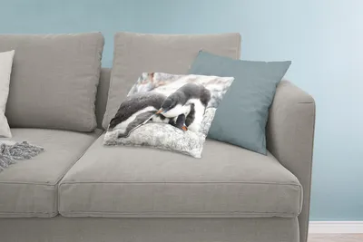 Produktbild von MuchoWow® Zierkissen Sofakissen Wohnzimmer Dekokissen 60x40 cm Schlafende Pinguine - Kopfkissen - Polster mit Foto
