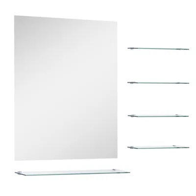 Produktbild von vidaXL Wandspiegel mit 5 Ablagen Silbern 50×60 cm