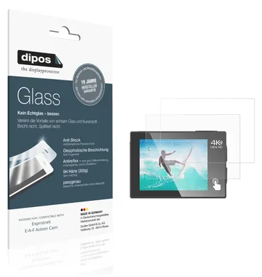 Produktbild von 2x Schutzfolie für Exprotrek E-A-F Action Cam matt - Anti-Shock 9H Folie dipos Glass Kunststoffglas