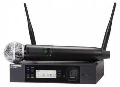 Image de Shure GLXD24R+E/SM58-Z4, Microphone à main, Microphone dynamique, RF Wireless, batterie, récepteur pour montage en rack, métal