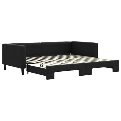 Image de Lit de jour avec gigogne sans matelas noir 100x200 cm