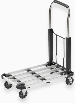 Obrázek produktu pro Skládací hliníkový vozík Meister, nosnost 150 kg, nastavitelná plošina 420 x 410 mm až 630 x 410 mm, kola Ø 100 mm,