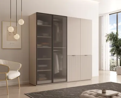 Produktbild von Masseno Drehtürenschrank ATELIO 202/200/51 cm Modern Kleiderschrank 4-türig Kaschmir