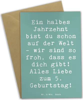 Produktbild von Mr. & Mrs. Panda Klappkarte Spruch 5. Geburtstag Freude - Meeresbrise - Geschenk, weihnachtskarten, Alter, besondere, Zuneigung, babykarte, Grußkarten, Happy Birthday